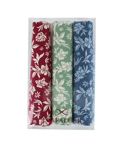 Trafalgar Men's Oleander Floral and Vine Patterned Handkerchiefs (Pack of 3