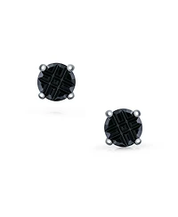 Bling Jewelry Geometric Round Square Cz Cubic Zirconia Bezel Set Checkboard Invisible Cut Stud Earrings .925 Sterling Silver