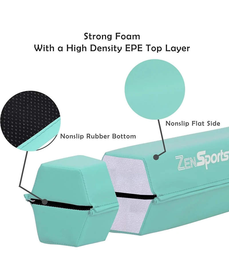 Zeny 9ft Folding Gymnastics Balance Beam for Kids, Floor Balance Beam Bar with Anti-Slip Base Extra Firm Foam Walking Beams Home