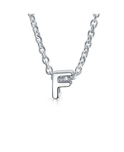 Bling Jewelry Tiny Block Letter Alphabet Initial A-z Dainty Pendant Necklace .925 Sterling Silver