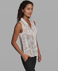 Karl Lagerfeld Paris Women's Sleeveless Collared Top