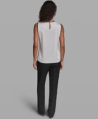 Karl Lagerfeld Paris Women's Woven Crew Neck Top