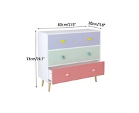 sumyeg Kids 3 Drawer Dresser Baby Nightstand Storage Cabinet