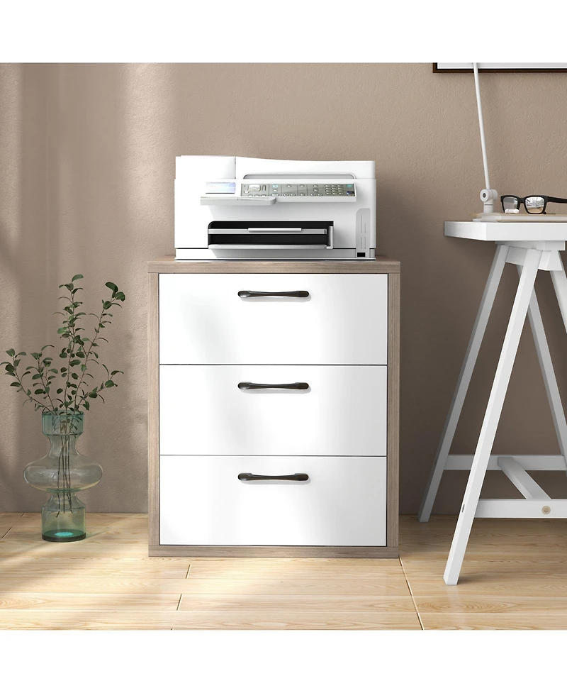 sumyeg Modern Dresser Nightstand with 3 Slide-Out Drawers