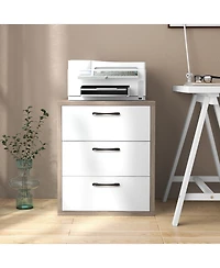 sumyeg Modern Dresser Nightstand with 3 Slide-Out Drawers