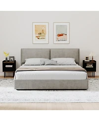 sumyeg Set of 2 Nightstands with Drawer, 3-Tier Sofa Side Tables with Open Storage Shelf