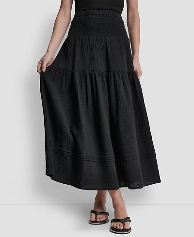 Dkny Jeans Women's Smocked-Waist Tiered Maxi Skirt