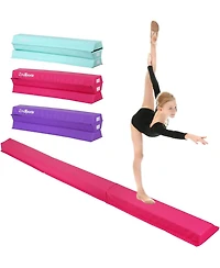 Zeny 9ft Folding Gymnastics Balance Beam for Kids, Floor Balance Beam Bar with Anti-Slip Base Extra Firm Foam Walking Beams Home