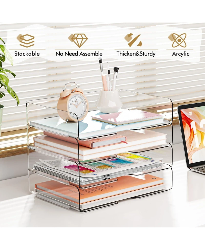 Gnuadz 4-Tier Paper Organizer Stackable Letter Tray