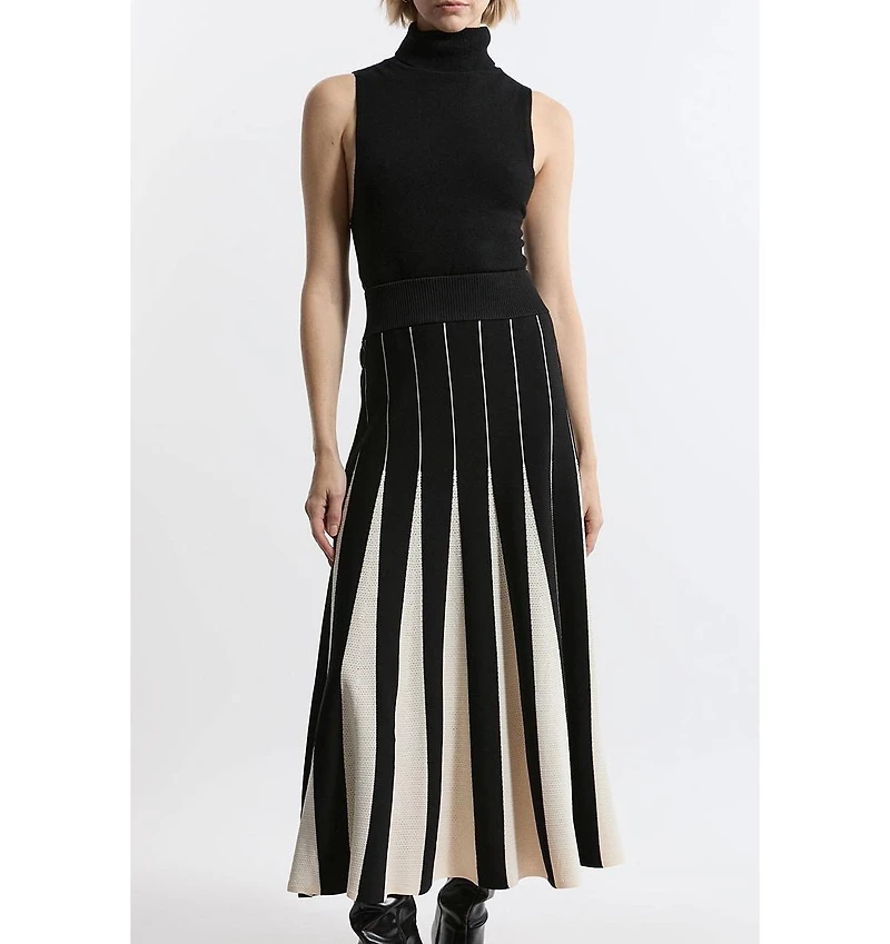 Karen Millen Women's Pointelle Block Pleated Skirt