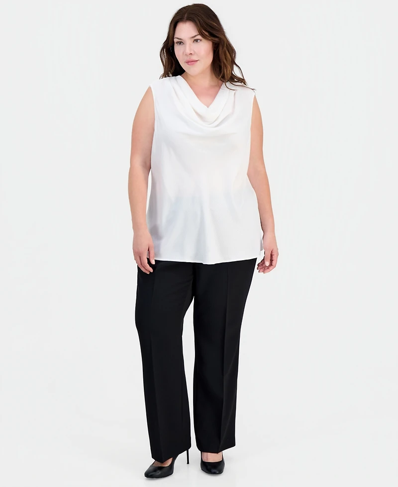Kasper Plus Sleeveless Cowlneck Top