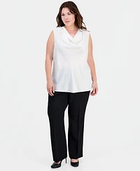 Kasper Plus Sleeveless Cowlneck Top