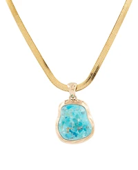 Barse Turquoise Baron Snake Chain Pendant Necklace