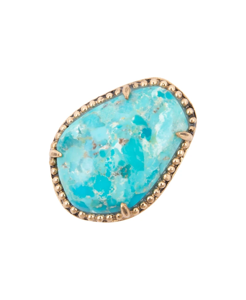 Barse Refined Blue Turquoise Golden Statement Ring