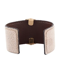 Barse Blue Turquoise Velvet Cuff Golden Bracelet