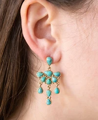 Barse Durango Blue Turquoise Golden Chandelier Earrings