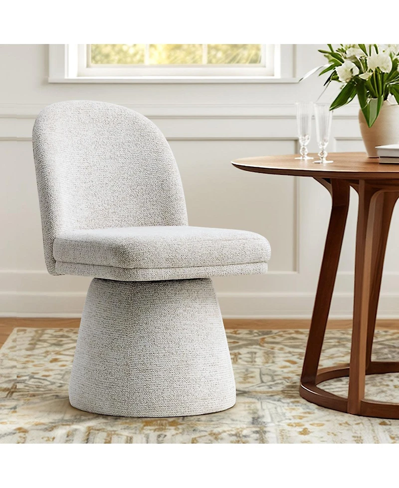 Maison Boucle Modern Armless Upholstered Fabric 360 Swivel Dining Chair 1 Piece