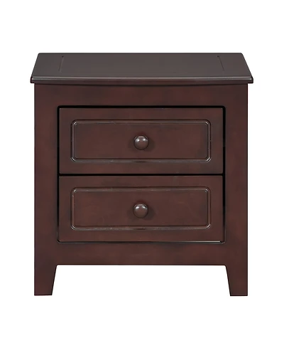sumyeg Mid Century Retro Nightstand with 2 Drawers, Classic Bedside Table for Bedroom