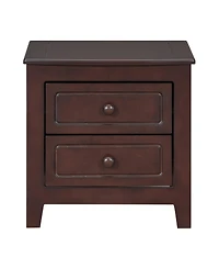 sumyeg Mid Century Retro Nightstand with 2 Drawers, Classic Bedside Table for Bedroom