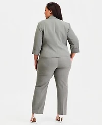 Kasper Plus Size Shawl Collar 3 4 Sleeve Blazer Straight Leg Pants