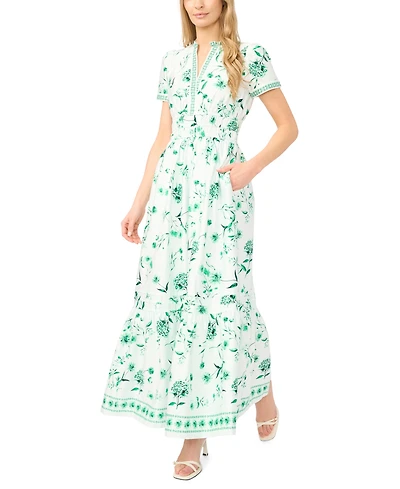 CeCe Women's Short-Sleeve V-Neck Maxi Dress