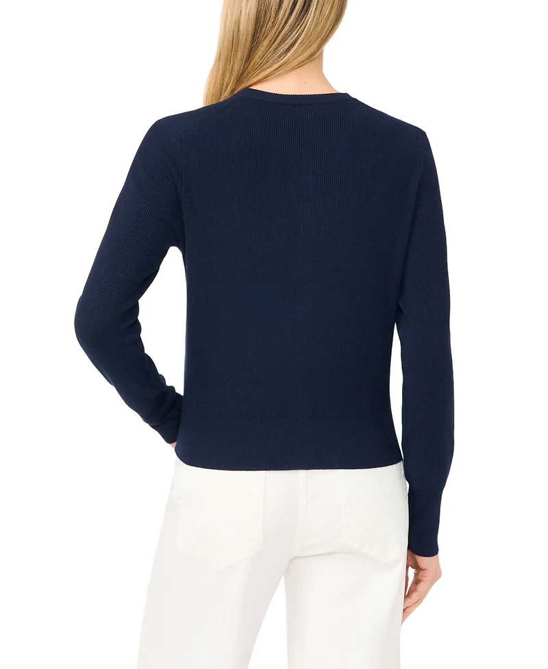 CeCe Women's Long-Sleeve Crewneck Rayon Cardigan