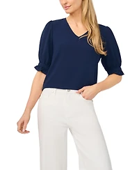 CeCe Women's Elbow-Sleeve V-Neck Blouse