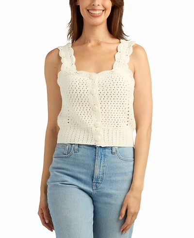 Bcx Women's Crochet Scallop Sweater Top