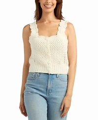 Bcx Women's Crochet Scallop Sweater Top