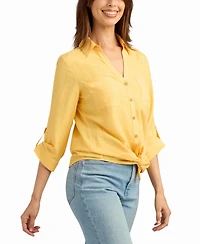 Bcx Women's Heavy Dobby Stripe Button-Up Shirt
