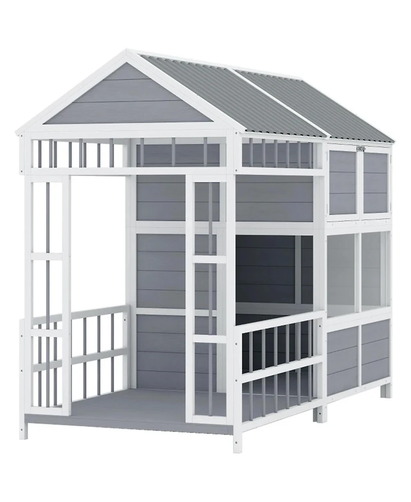 Aostirmotor Spacious Wooden Dog House, Large Outdoor Pet Kennel for Dogs