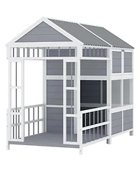 Aostirmotor Spacious Wooden Dog House, Large Outdoor Pet Kennel for Dogs