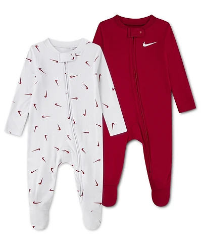 Nike Baby Essentials Viscose Long-Sleeve Footed Coveralls, 2 Pack