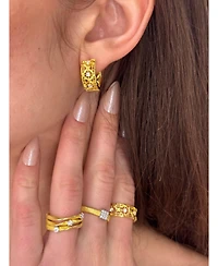 Suzy Levian New York Golden Helix Sterling Silver Cubic Zirconia Coil Three Row Twisted Ring