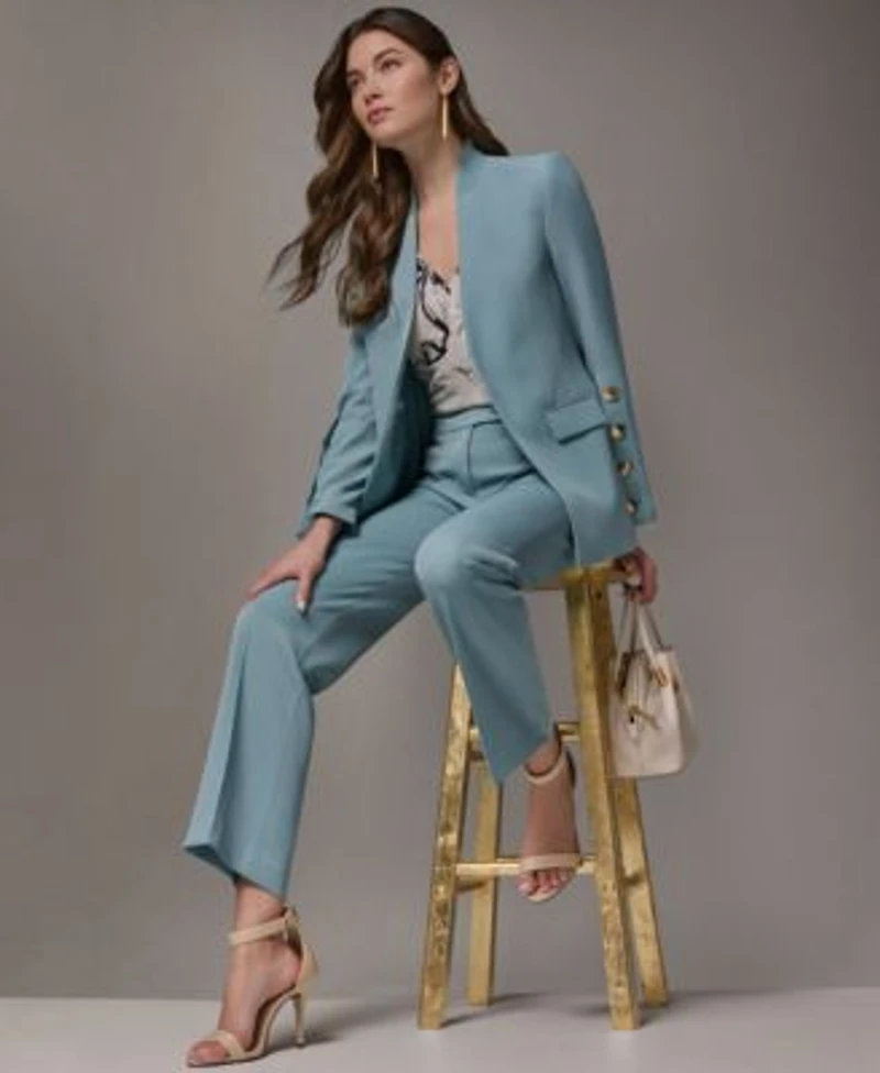 Donna Karan New York Petite Collarless Blazer Straight Leg Pants
