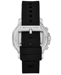 Michael Kors Men's Prescott Quartz Chronograph Black Silicone Watch, 44mm