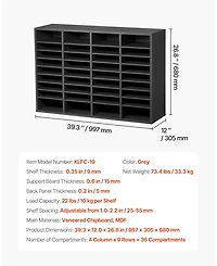 Sugift 36 Compartment Wooden Literature Organizer Mailbox for Office and Home Storage
