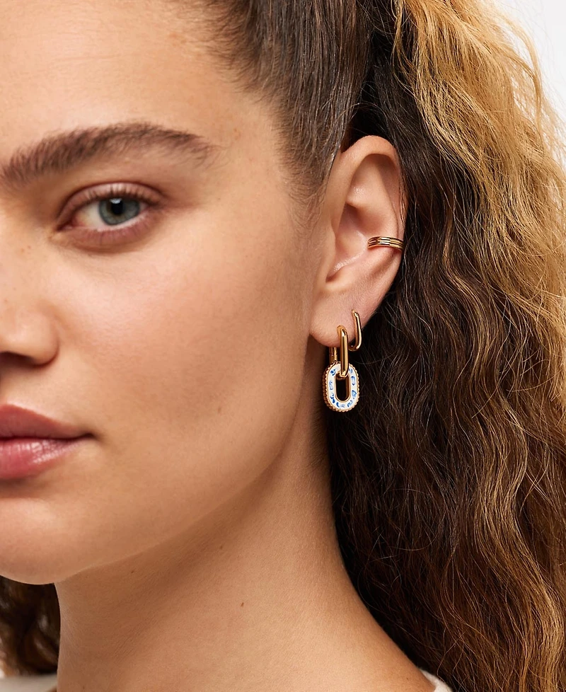 Ana Luisa Ash Double Gold-Plated Marble Blue Double Hoop Earrings