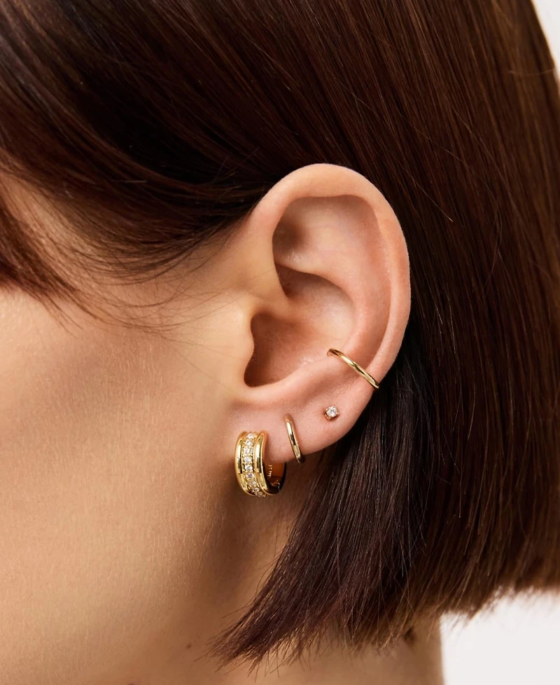 Ana Luisa Asher Triple Gold-Plated Huggie Earrings