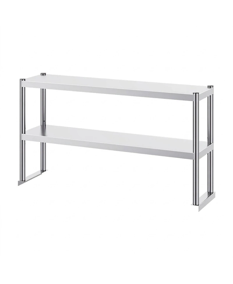 Sugift Adjustable Stainless Steel Double Overshelf 12 x 72 in for Kitchen and Workshop