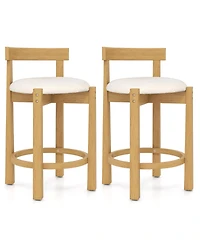 Gouun 24 in Teddy Velvet Upholstered Counter Height Bar Stool Set of 2 with Shell Backrest