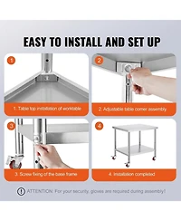 Sugift Stainless Steel Work Table 36 x 30 x 34 in 700 Lbs Load Capacity
