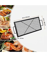 Sugift 32 in Heavy-Duty Steel Fire Pit Grill Grate Bbq Grill Grid for Outdoor Use