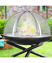 Sugift 36in Diameter Stainless Steel Firepit Spark Screen Lid Cover for Patio Fire Pits