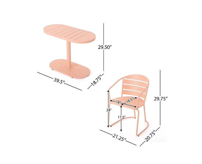 Sumyeg 3-Piece Retro Modern Outdoor Bistro Set with Oval Table