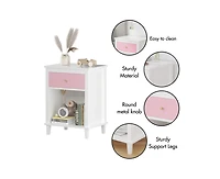 sumyeg Wooden Nightstand with One Drawer and Shelf