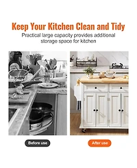 Sugift Kitchen Island Cart with Solid Wood Top 35.4in Width Mobile Storage Cabinet