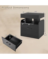 sumyeg Nightstand with Charging Station Modern Bedside Table for Living Room Bedroom Office