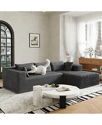 Famapy 106" Modular Sectional Sofa with Pillows, L-Shape Corduroy Cloud Couch