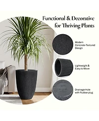 LuxenHome 2-Piece Tall Tapered Round Plastic Planters Set